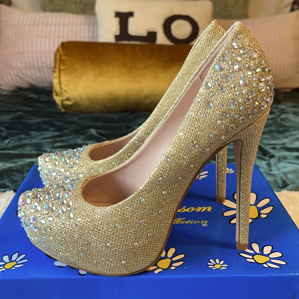 Gold Rhinestone Heels - Picture 4 of 4